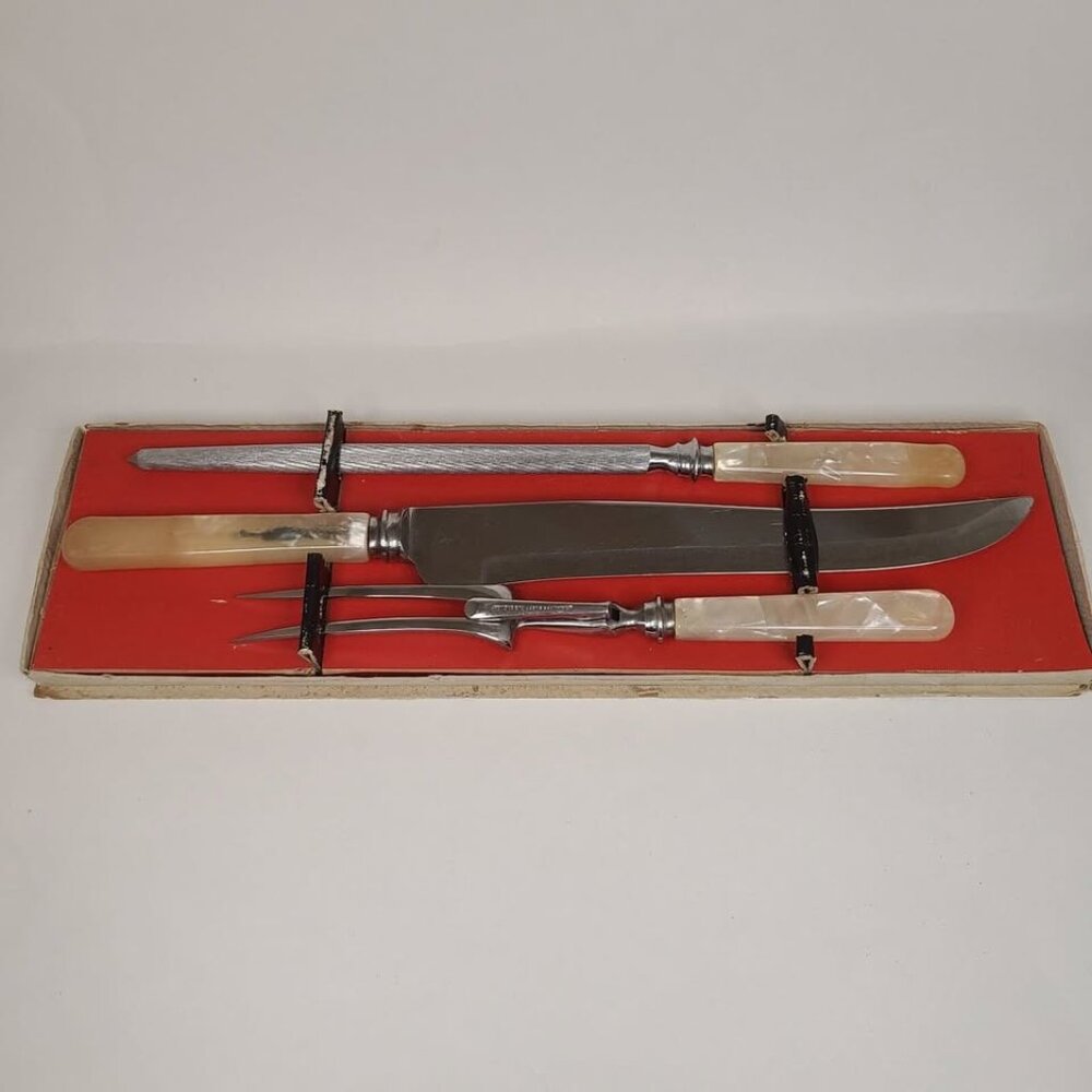 Vintage Carving Set Atkinson Bros Sheffield England Stainless Steel